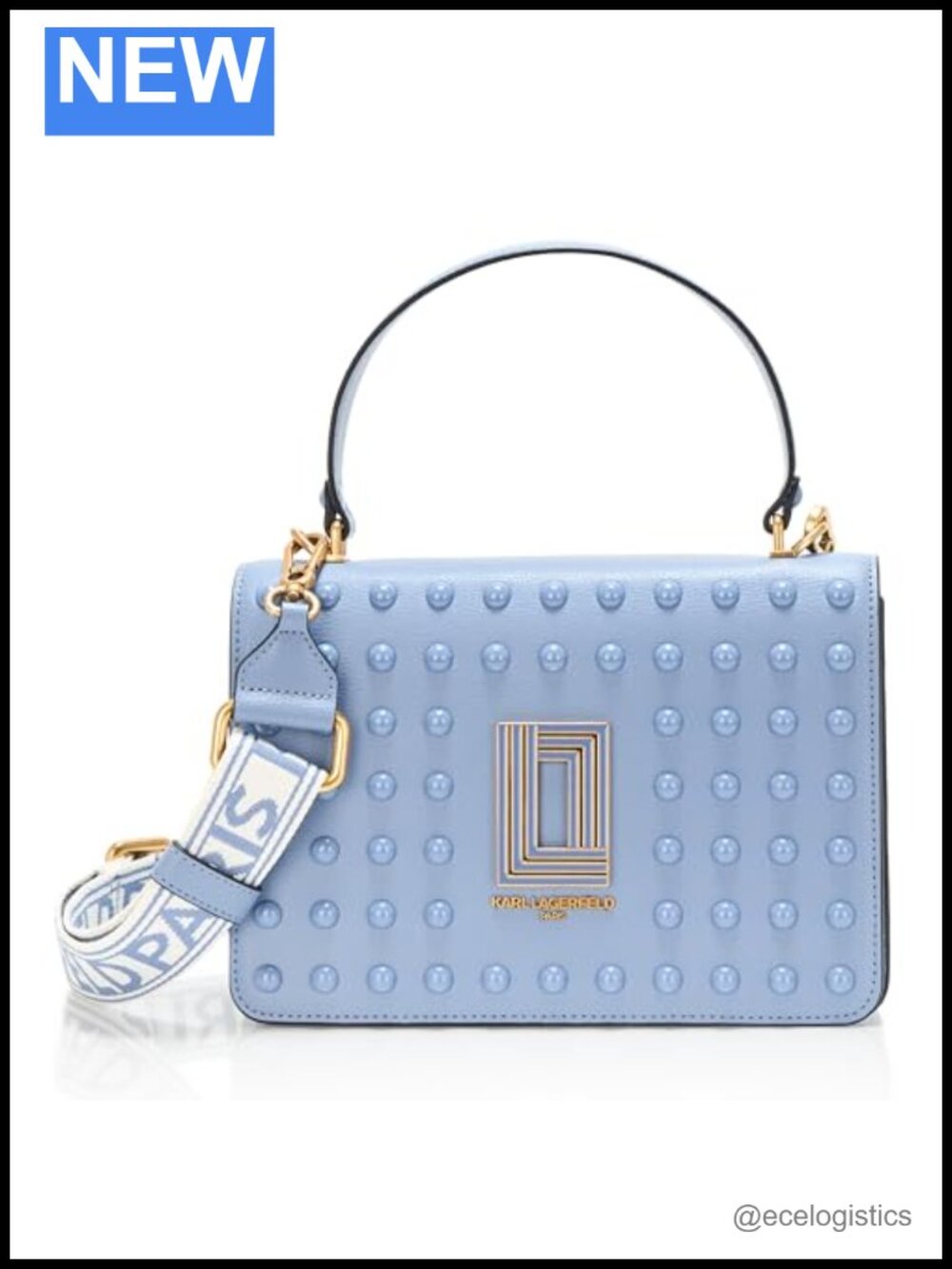 Karl Lagerfeld Simone Studded Leather Satchel Crossbody Bag